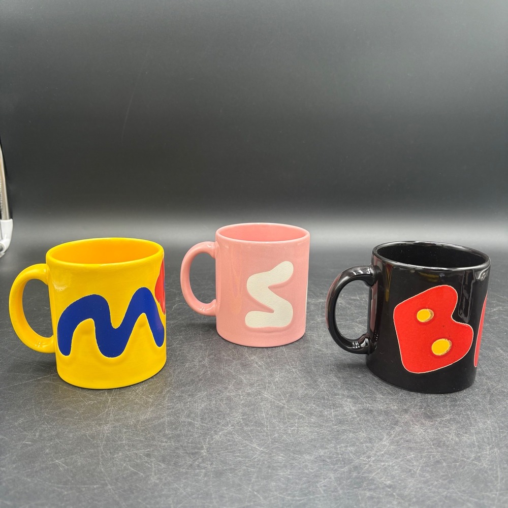Vintage Waechtersbach West Germany Pop Art Mugs Set of 3 Mom Sis Bro